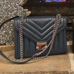 Chic Navy Quilted Chain Shoulder Bag